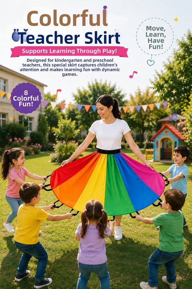 Parachute Skirt Wearable Play Parachute Skirt Rainbow Parachute Dance Show Activity Activity Kindergarten Nursery Group Garden Game Gymnastic Game