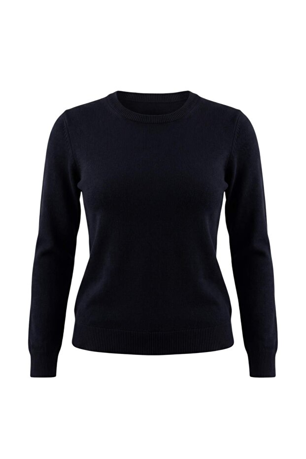Wardrobe Essentials Navy Blue 100% Wool Crew Neck Basic Knitwear Sweater Twoaw27Kz00140