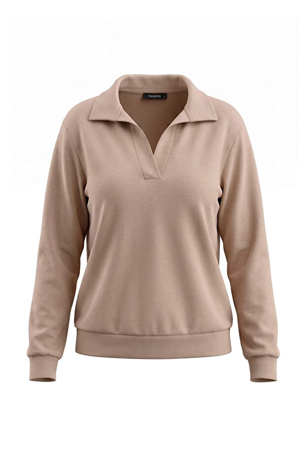 More Sustainable Taş Soft/Soft Touch Polo Collar Knitted Sweatshirt Twoaw27Sw00127