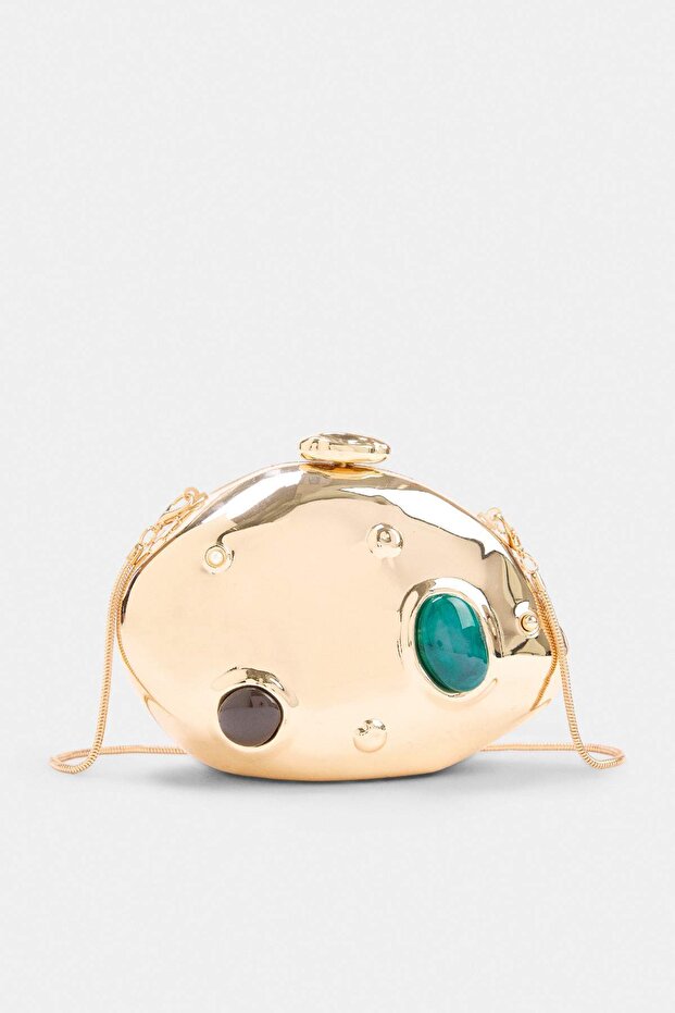 Altın Kadın Portföy Clutch Çanta