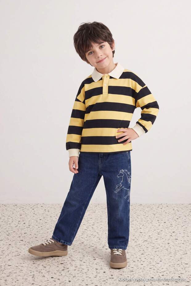 Dark Blue Boy's Denim Trousers Tkdaw27Je00020