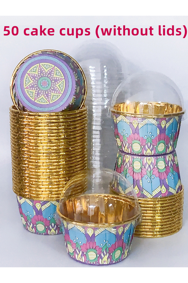 VIOLET/紫罗兰 50pcs Baking Cups, Disposable Cupcake Cups, Heat-Resistant Paper Cupcake, Baking Tool, Pe
