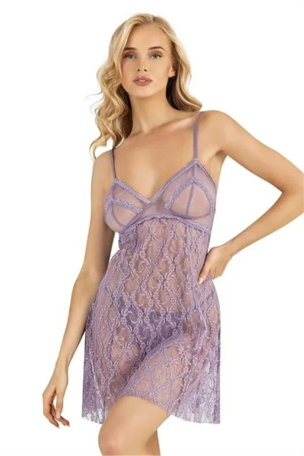 Lilac Short Tulle Nightgown