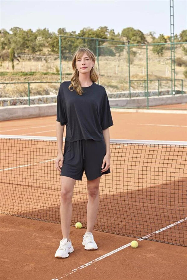 Short Sleeve Crew Neck Bottom Top Set