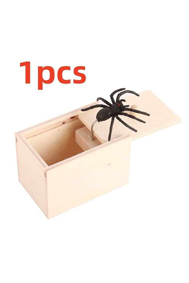 OneSize 1pcs Trick Spider Funny Scare Box Wooden Hidden Box Quality Prank Wooden Scare Box Fun Game