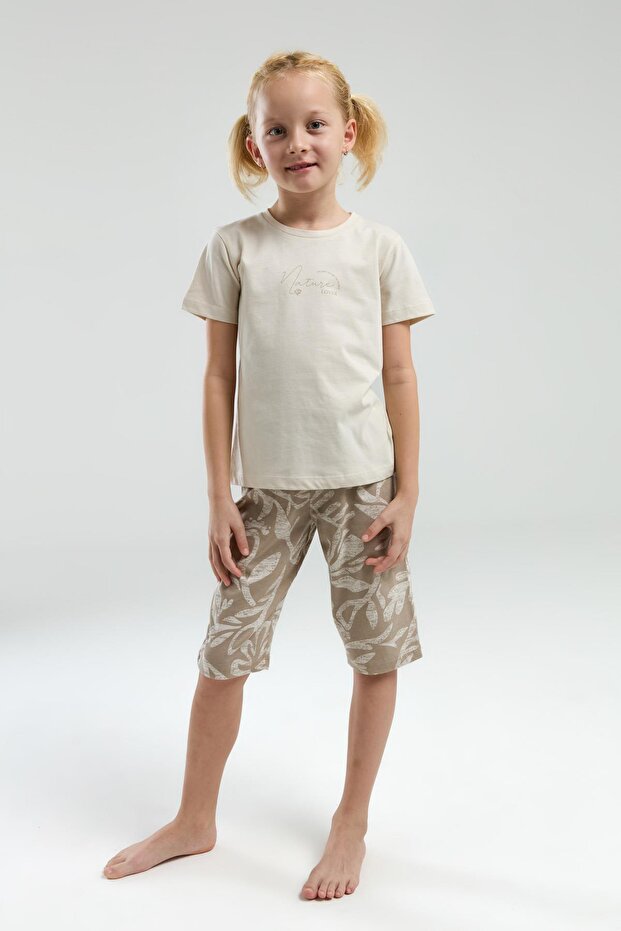 3301 Garson Nature Lover Girl's Crew Neck Short Sleeve Capri Pajama Set
