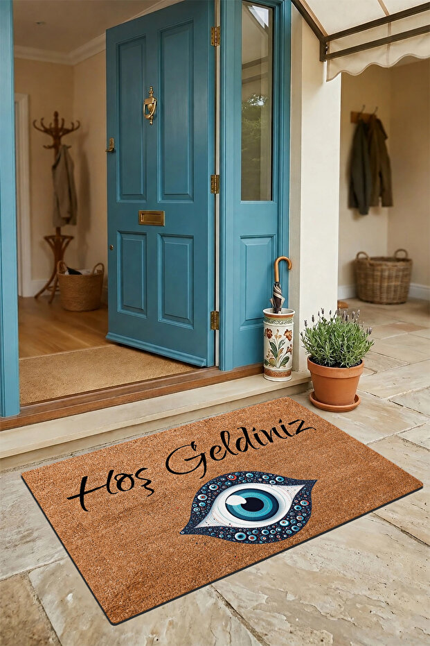 Well-Let's Not Come to Eye Evil Eye Bead Welcome Door Mat 45x70cm