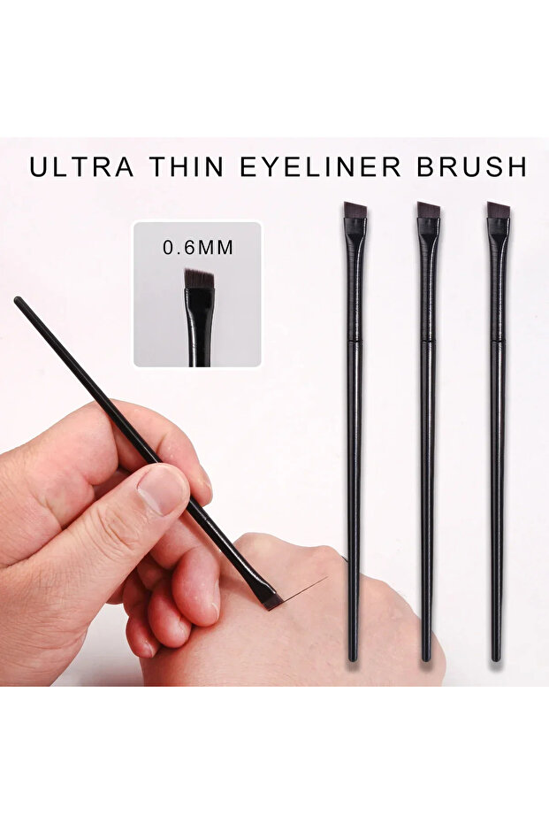 black Flat Eyeliner Make up Brush Super Thin Angled Eyeliner Eyebrow Makeup Brushes Professional Exq