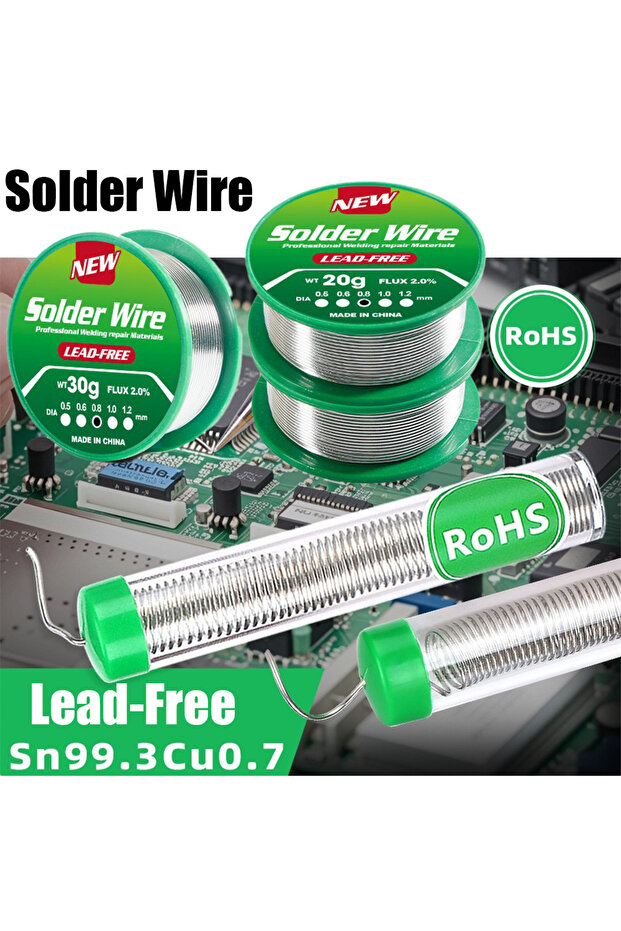 1.0mm 20g 100/20g Lead-free No-clean High Purity Solder Wire Tin Low Melting Point Degrees Solder Wi
