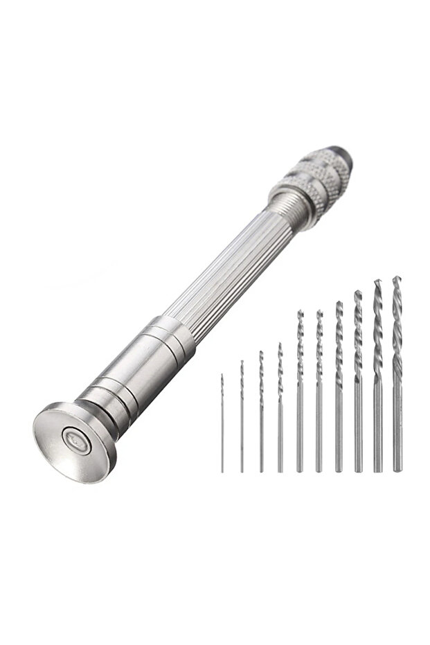 11pcs set 0.8-3.0mm Mini Hand Drill Woodworking Tools Drilling Rotary Tool Manual Twist Drill Bit Wa