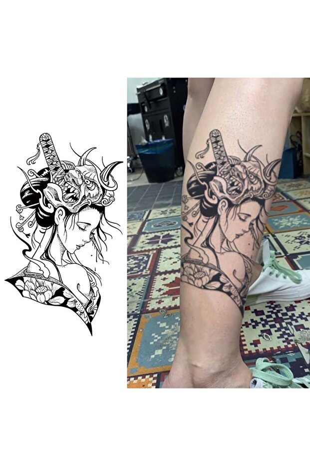 Geisha, Lasting 1-2 Weeks Waterproof, Temporary Tattoo Stickers, Realistic Semi-Permanent Fake Tatto