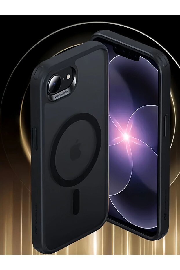 iPhone17e Black For iPhone 17e/16e Phone Case with Magnetic Translucent Matte Cases Shockproof Prote