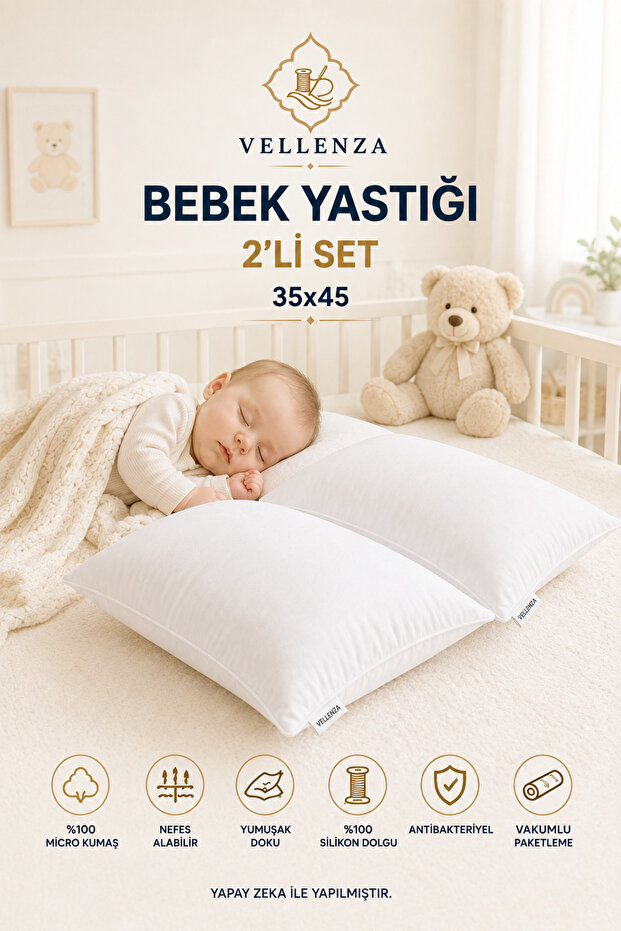 2-Pack 35X45 Baby Kids Pillow Micro Fabric 100% Pure Silicone Fiber Filled Soft Mini Pillow