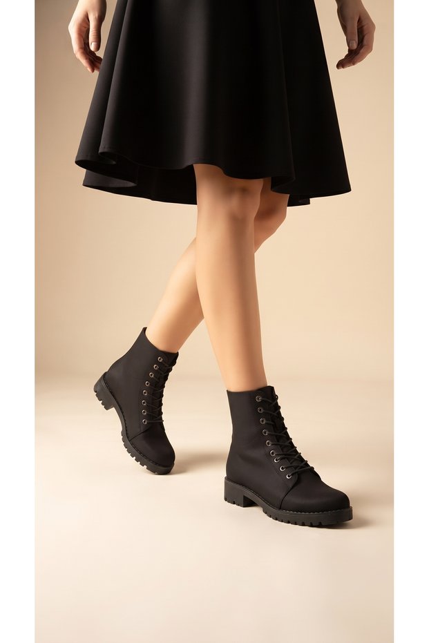 Leno Black Suede Side Zipper Stretch Boots Winter Women's Boots