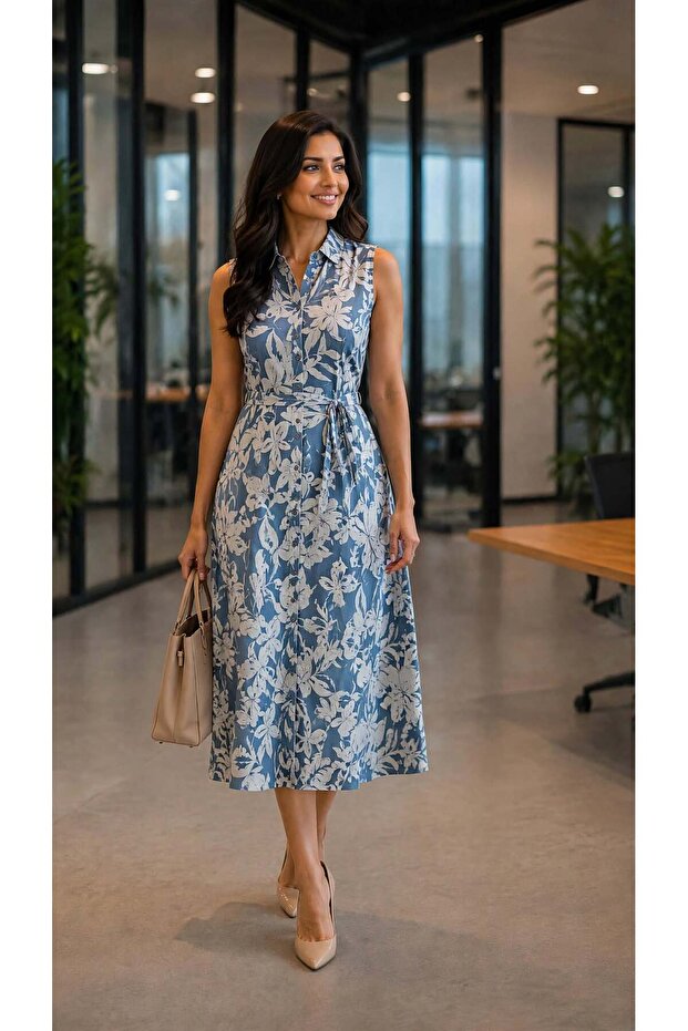 Women A-Line Sleeveless Dress with Extra Short Sleeves