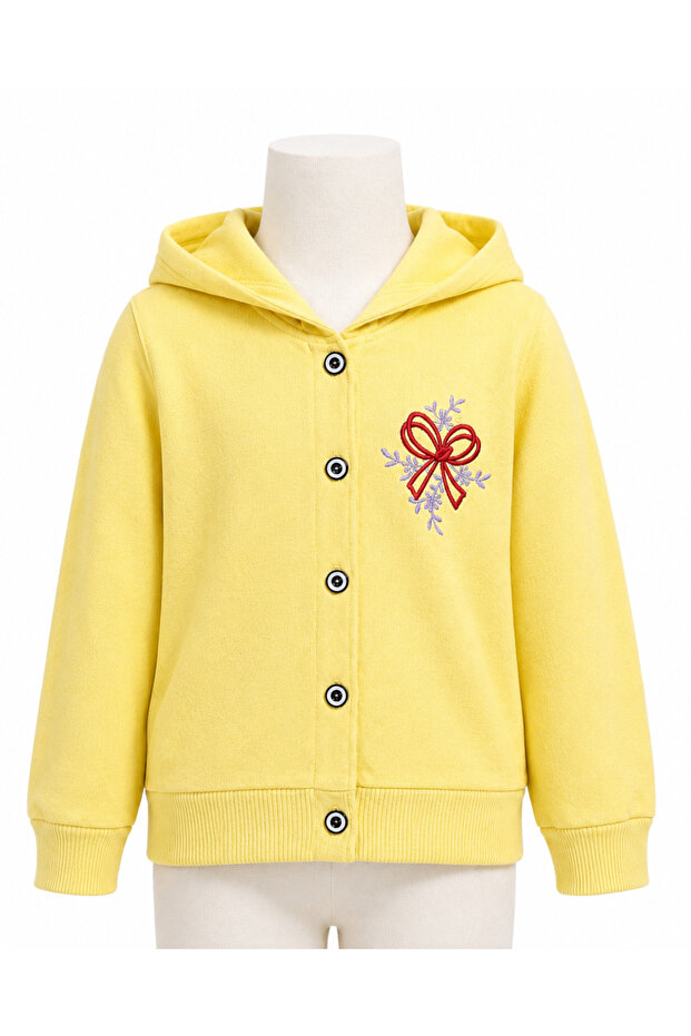 Hooded Ribbed Girl's Cardigan