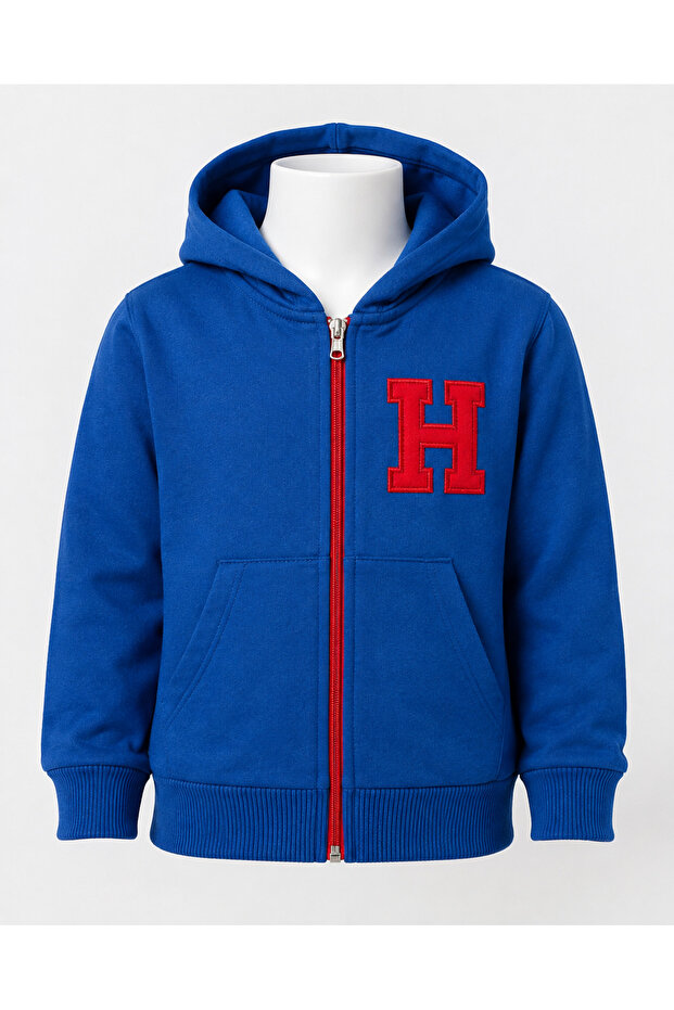 Boy's 2-string cardigan with hood