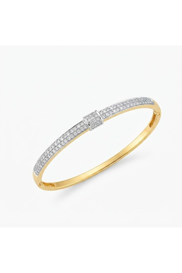 Special Series Zircon Stone Double Color Handcuff Bracelet - 17 cm