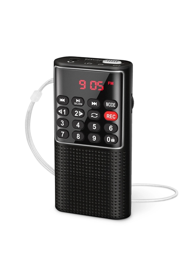 black Mini Portable Pocket FM Radio Number Key Handheld MP3 Walkman Radios with Recorder Rechargeabl