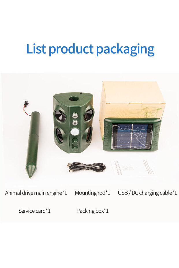 STC-669 Solar Rechargeable Animal Repellent, Rat Repellent, Suitable for Garden, Yard, Orchard