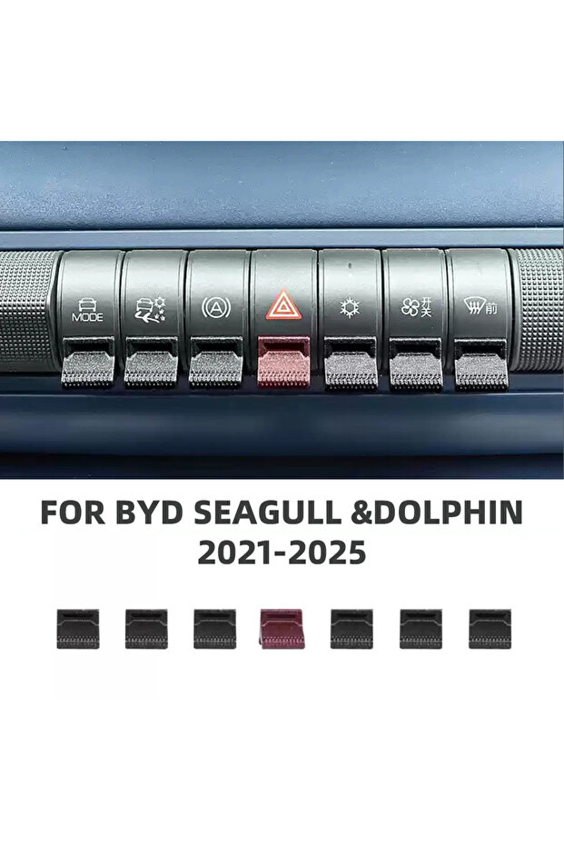 7 قطع من أغطية أزرار التحكم المركزي للسيارة BYD Dolphin Seagull، بتصميم A، مزودة بنظام تحديد المواقع العالمي (GPS).