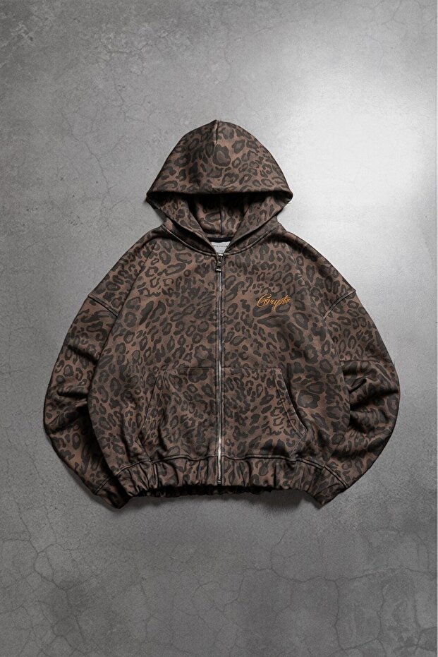 Havoc Leopard Men's Crop Zip Hoodie Jacket