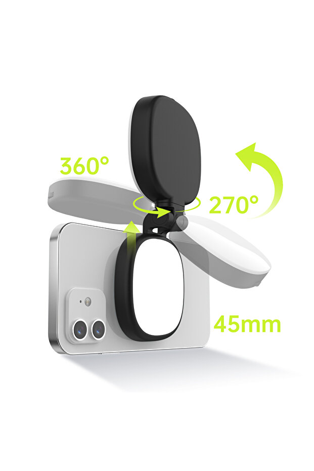 Black Magnetic Multi-functional Mobile Phone Selfie Mirror Mini Fill Light Dual-colour Adjustable Re