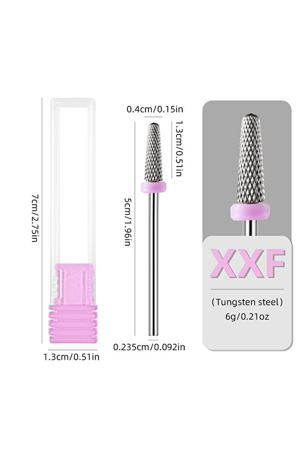 2XF Tungsten Carbide Nail Drill Bit with Taper Radius Design Nail Filing Shaping Cuticle Removal Man
