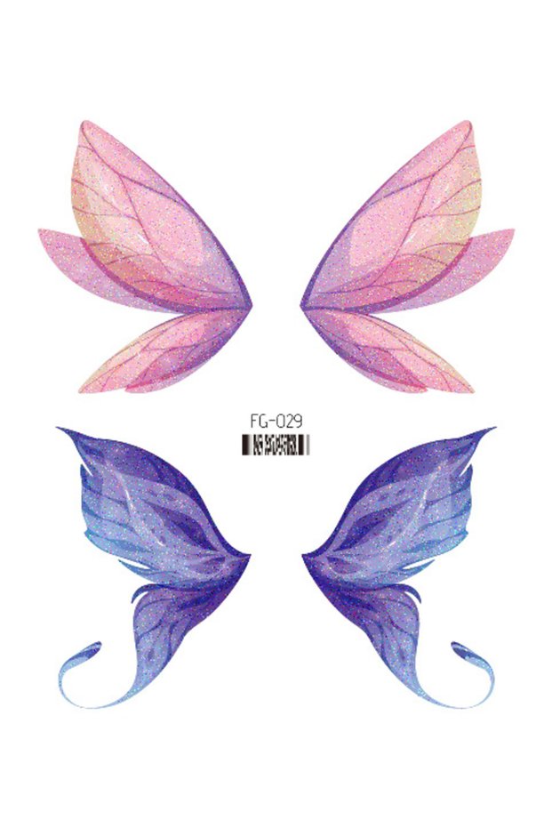 FG-029 Fairy Butterfly Wings Shiny Tattoo Sticker Waterproof Eyes Face Hand Body Art Fake Tattoos Fo