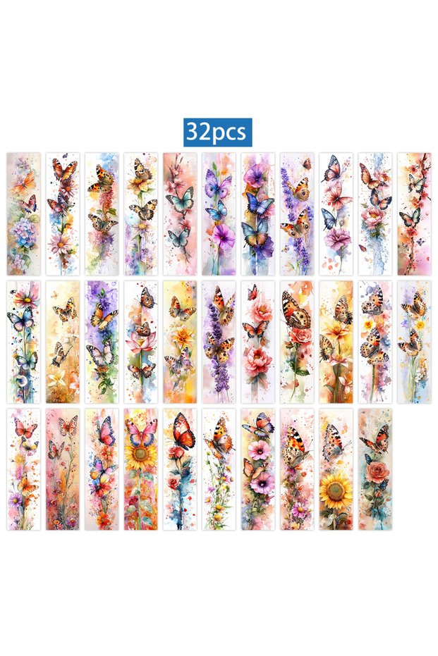 Mixed Color 32pcs, Watercolor Bookmarks, Back-to-School Season, Christmas, Halloween, Suitable for T