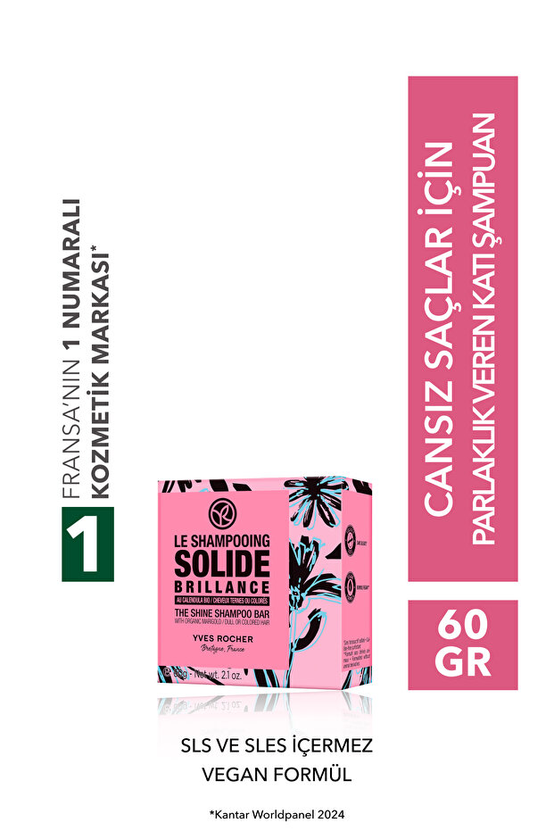 Shine Solid Shampoo - Anemic Hair / Brillance - Sls,Sles Free,Salt Free, Vegan -60Gr