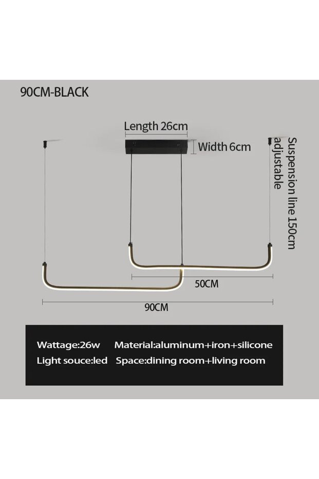 Warm White black-90cm Modern Chandeliers Aluminum Dining Room LED Pendant Lamps Home Décor Bedroom S