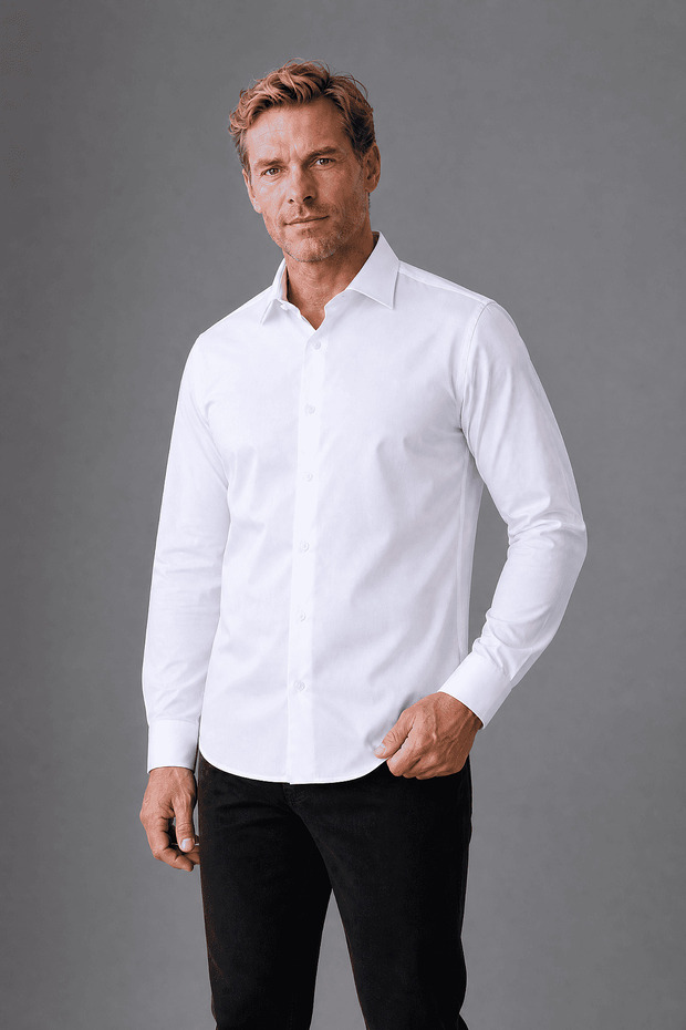 White Regular Fit Polyester Classic Shirt