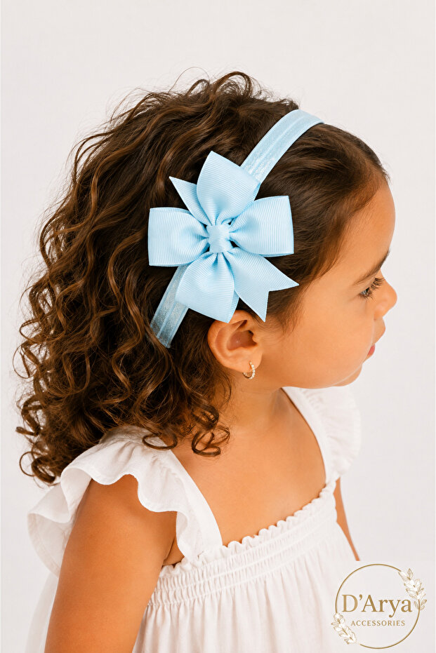 Dd190 Blue Bow Baby & Kids Hair Band