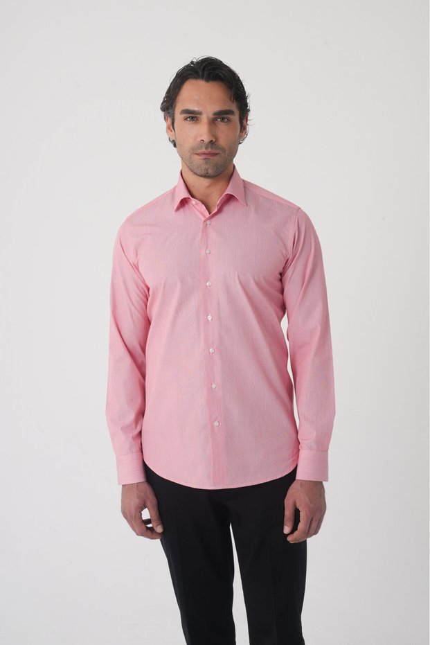 Red Regular Fit Cotton Long Shirt