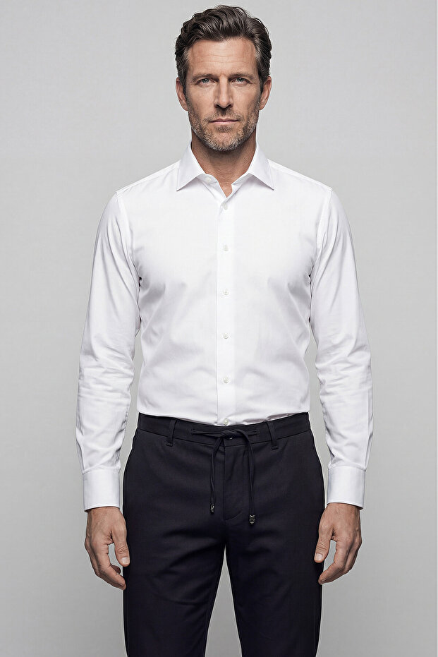Long Sleeve Klc Collar Pocketless (Dakron) White
