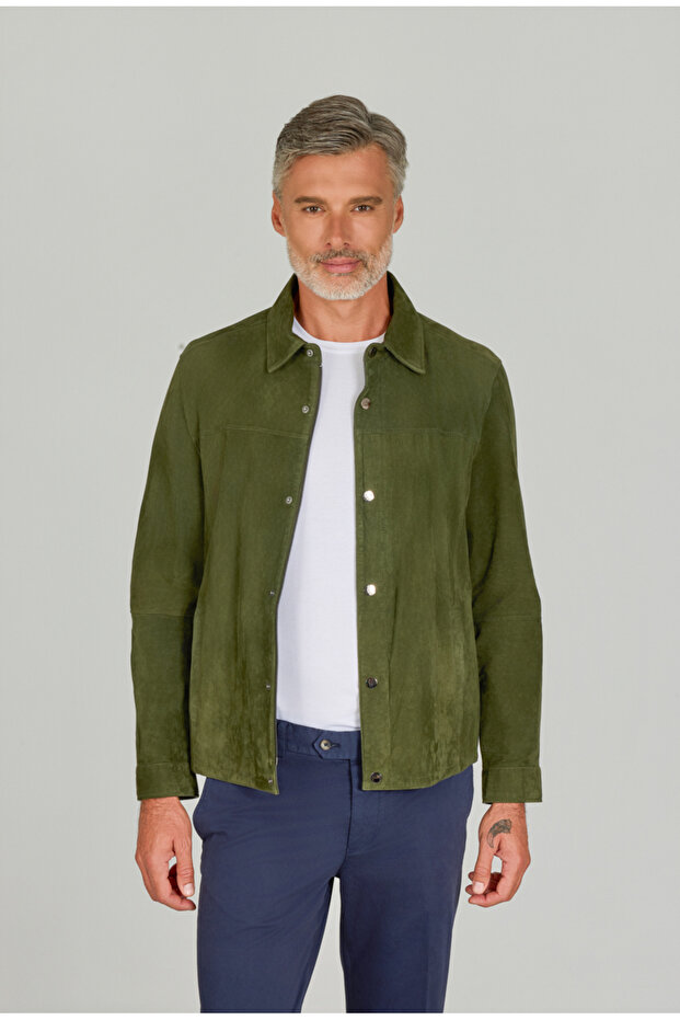 Green Leather Real Coat