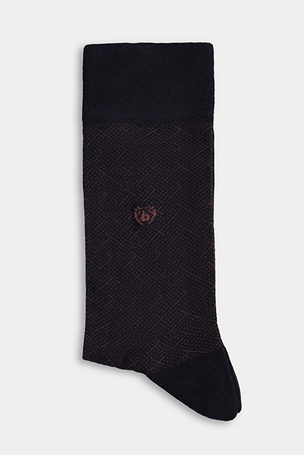 Black Polyester Patterned Bamboo Brown Socks