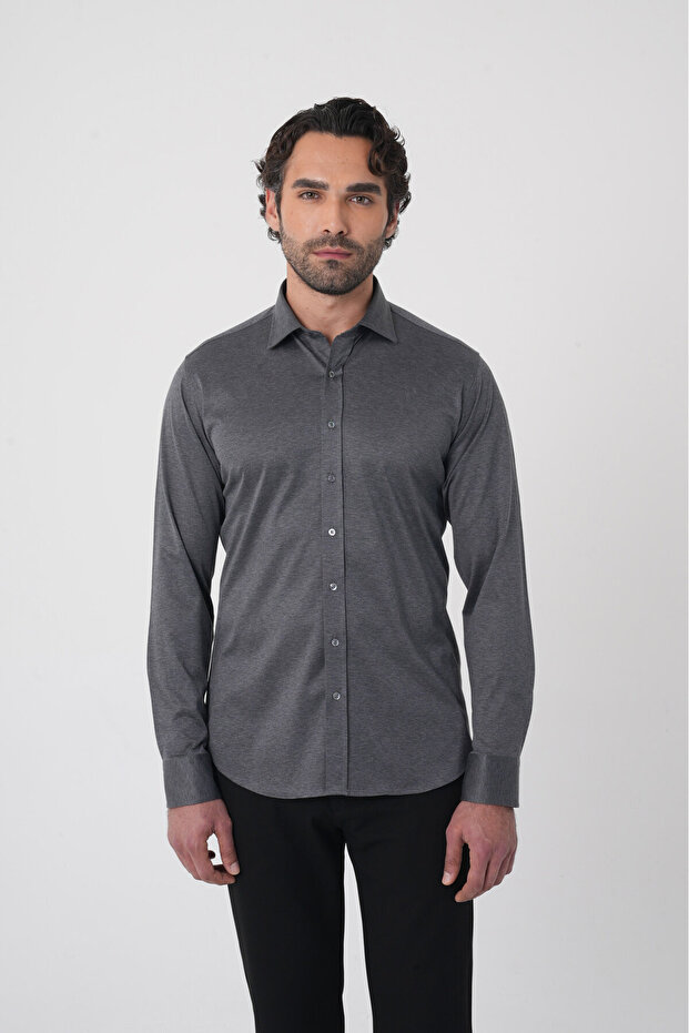 Anthracite Regular Fit Cotton Platinum Shirt