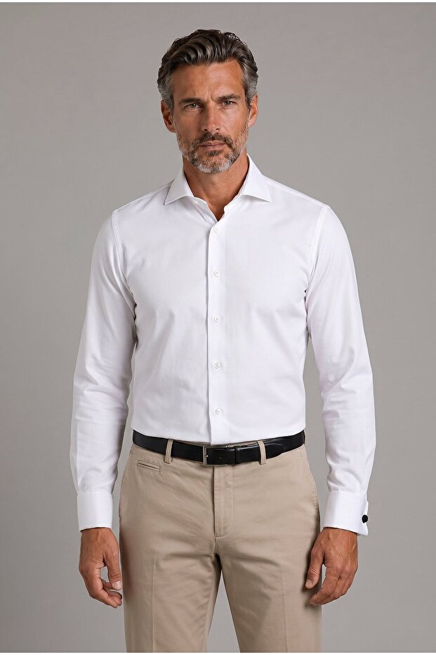 White Regular Fit Cotton Italian Shirt