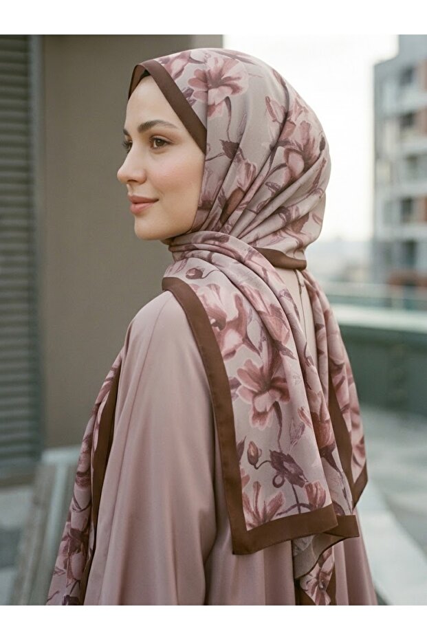 Organic Viscose Silk İnci̇ra Shal - Floral Pattern