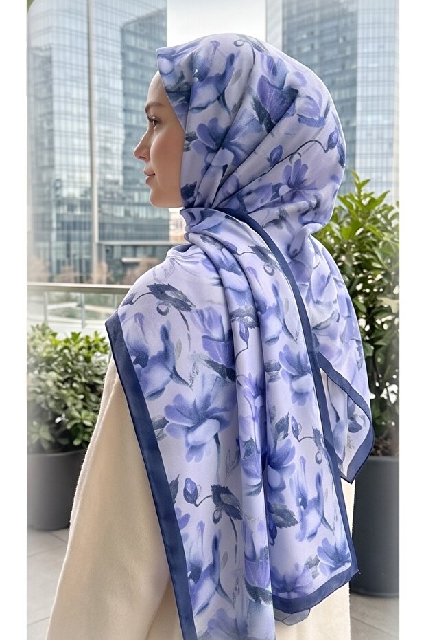 Organic Viscose Silk İnci̇ra Shal - Floral Pattern
