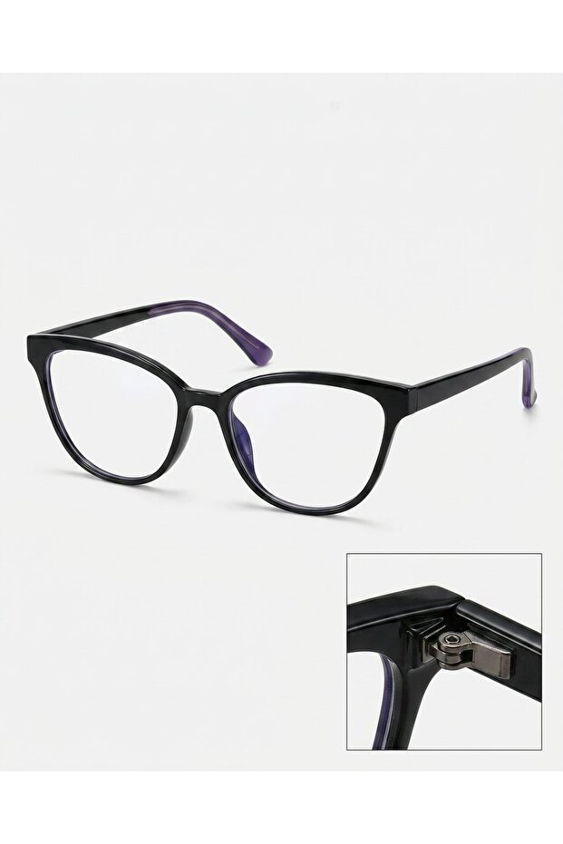 Venny Black Blue Light Filter Computer Glasses with Metal Hinge Interchangeable Glass Lenses