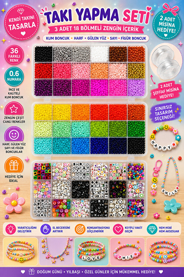 3 Boxed 06 Sand Beads and Lettered Figure Beads Jewelry Making Beads Box Set Hobby Set