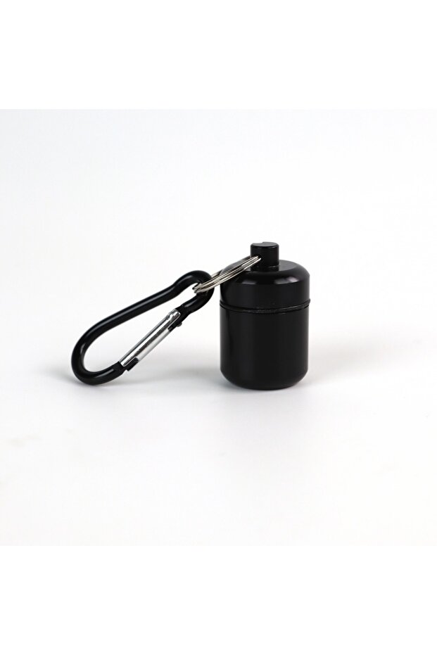 black New Premuim Portable Mini Pill Case Keychain Box Waterproof Travel Container Bottle with Keyri