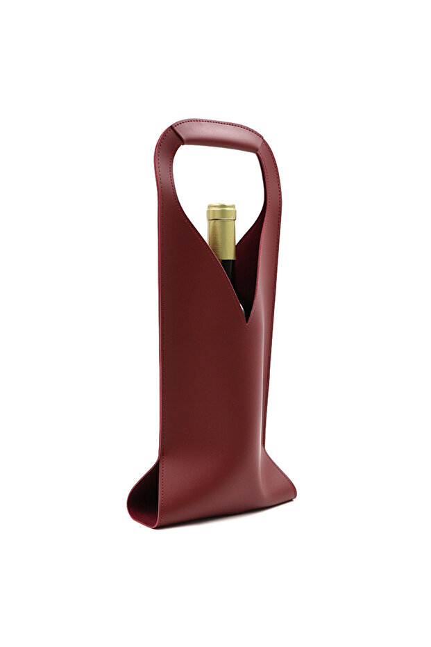 Other Other Burgundy Wine Gift Bag, Reusable Leather Wine Tote Carrier, Double Layer Champagne Beer