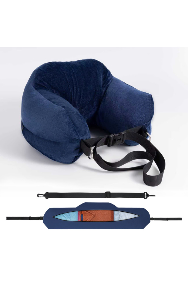 See below for size descriptions DEEP BLUE Comfortable Travel Pillow Adjustable U-Shaped Neck Pillow