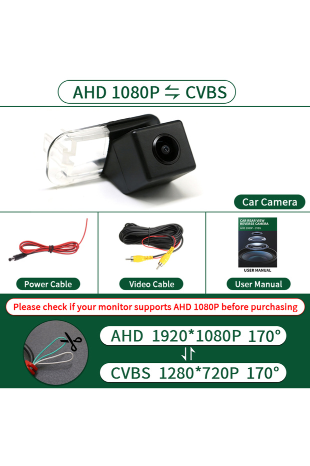 12 V AHD 1080P-CVBS AHD NTSC Car Rear View Reverse Camera For Mercedes Benz A B Series B200 W245 A16