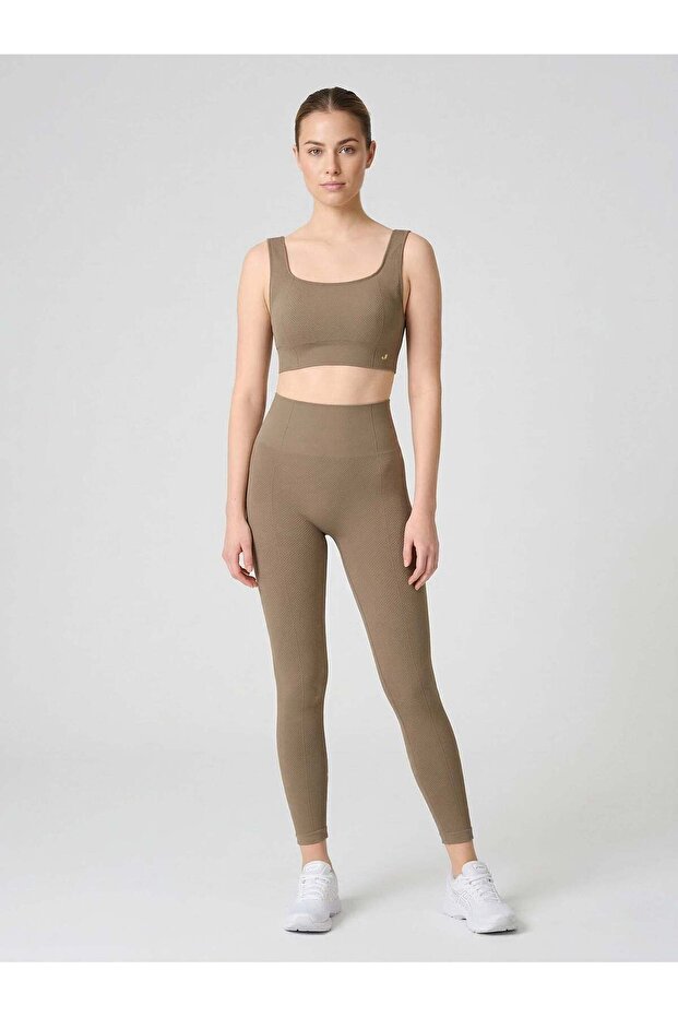 Holly Honeycomb Patterned High Waist Leggings Green