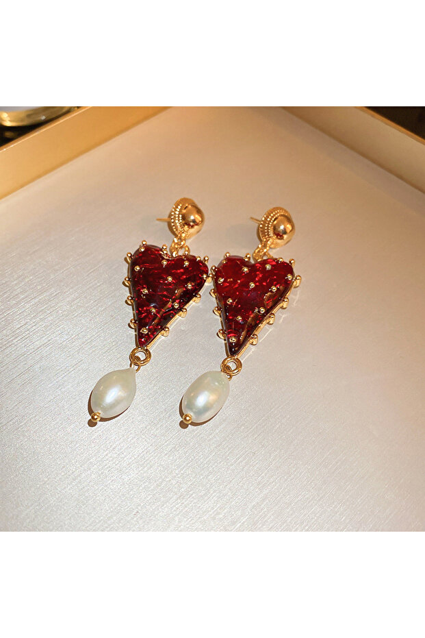 Freshwater pearls Baroque Fresh Water Pearl Medieval Dangle Earrings Heart Gold Plated Creative Eleg